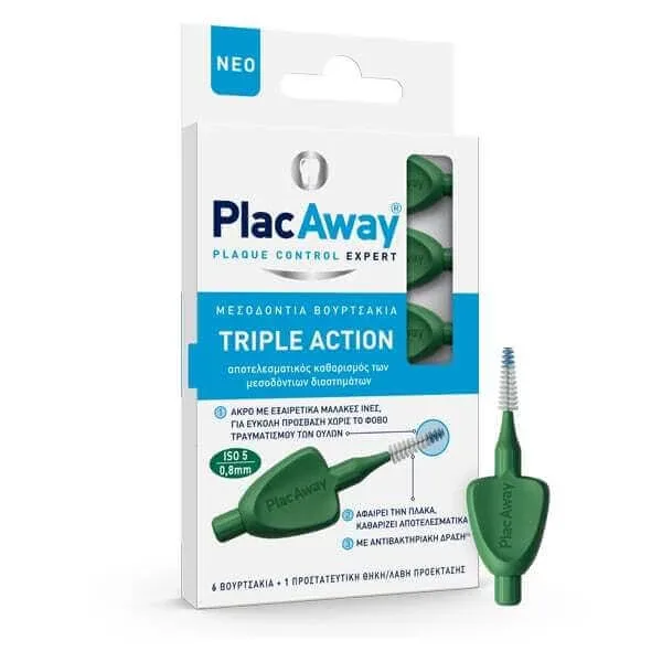 PLAC AWAY Perii interdentare cu acțiune triplă 0,8 mm ISO 5 verde x6 buc — preț și oferte