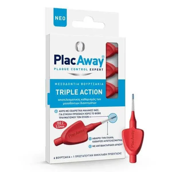 PLAC AWAY Perii interdentare cu acțiune triplă 0.5mm ISO 2 Roșu 6 buc — preț și oferte