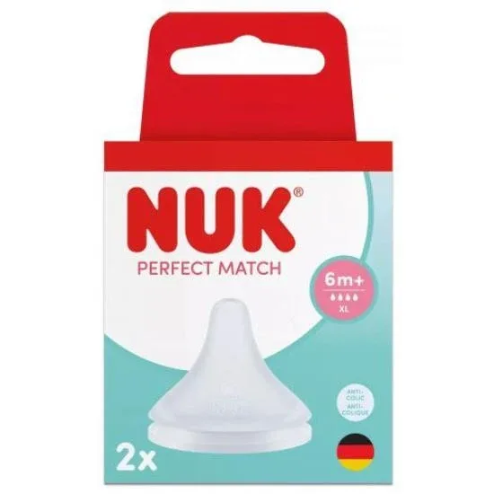Mamelon din silicon NUK potrivire perfectă de la 6 luni XL 2 bucăți — preț și oferte