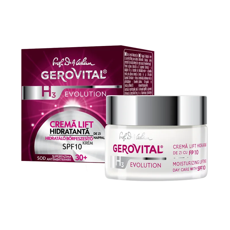 Crema lift hidratanta de zi SPF 10 30+ H3 Evolution, Gerovital, Farmec | 50 ml — preț și oferte
