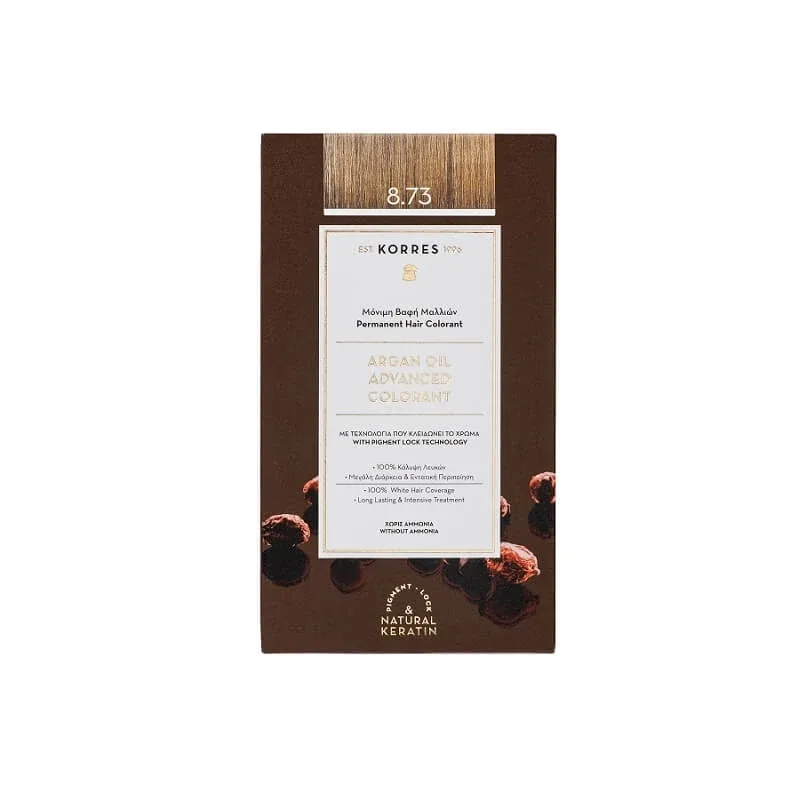 KORRES Argan Oil Advanced Colorant Vopsea de păr 8.73 Caramel auriu — preț și oferte