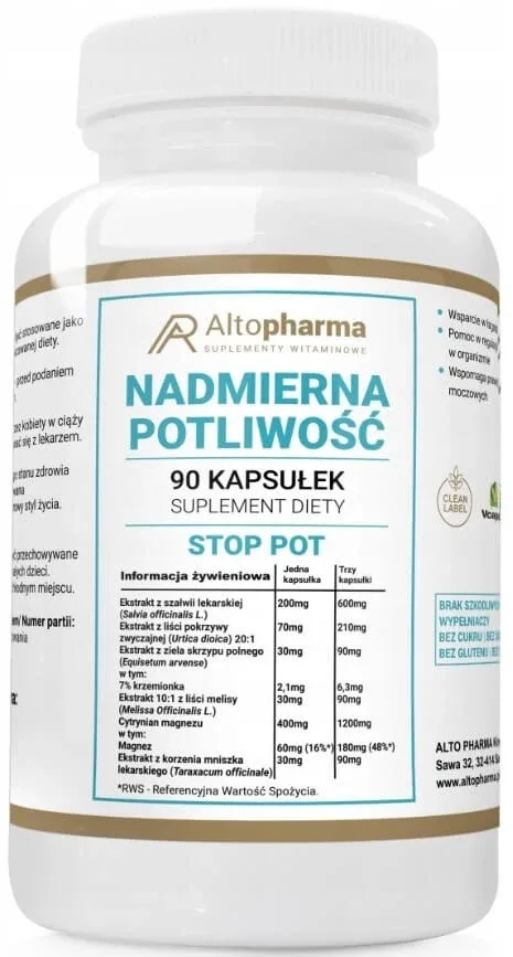 Altopharma Transpirație excesivă 90 capsule — preț și oferte