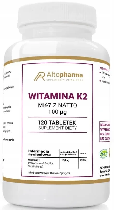 Altopharma Vitamina K2 MK-7 cu NATTO 100 mcg 120 comprimate. — preț și oferte