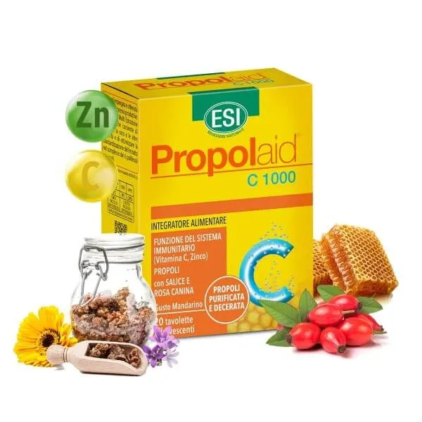 Esi | Propolaid Propol C 1000 | Supliment nutrițional cu propolis, zinc &amp; Vitamina C | 20 comprimate efervescente — preț și oferte