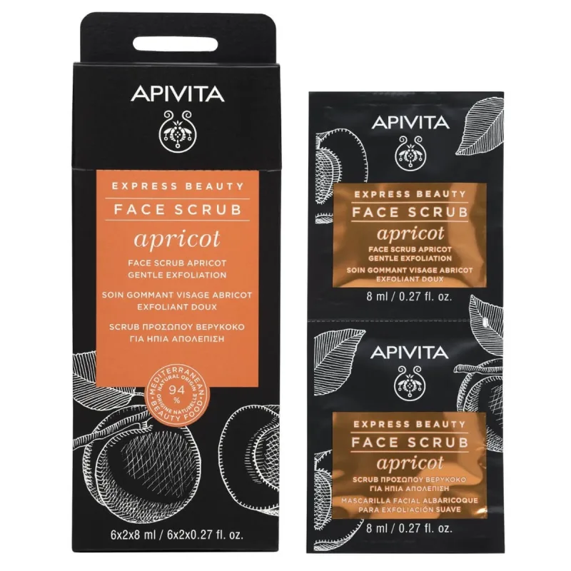 Apivita | Express Beauty | Scrub facial cu caise pentru exfoliere ușoară | 2x8ml — preț și oferte