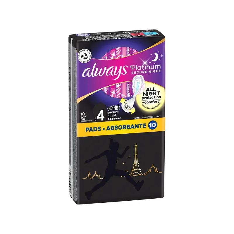 Always | Plăcute de noapte Platinum Secure cu aripi (mărimea 4) | 10 buc — preț și oferte