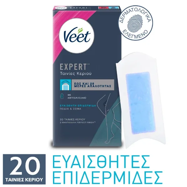 Veet | Benzi depilatoare Expert cu ceară rece pentru corp și îngrijire corporală Skin and Legs pentru piele sensibilă | 20pcs — preț și oferte