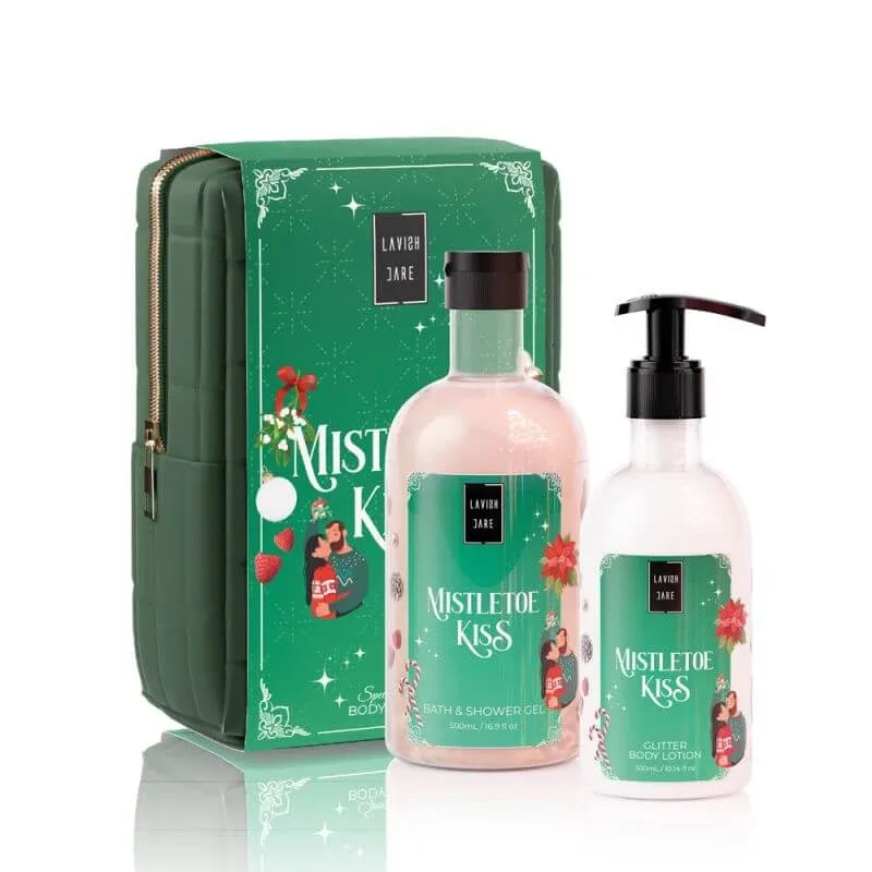 Lavish Care | XMAS Promo Mistletoe Kiss Body Wash, 500ml, Glitter Body Milk, 300ml &amp; Cadou necesar | 1 set — preț și oferte