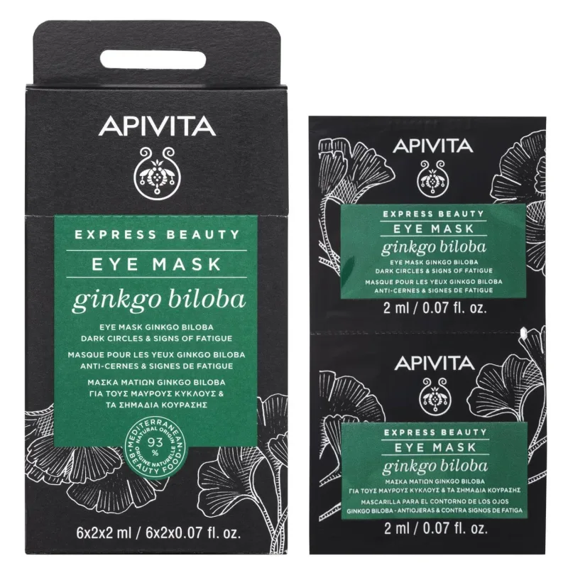 Apivita | Masca de ochi Express Beauty pentru cercuri negre &amp; Semne de oboseală cu Ginkgo Biloba | 2x2ml — preț și oferte