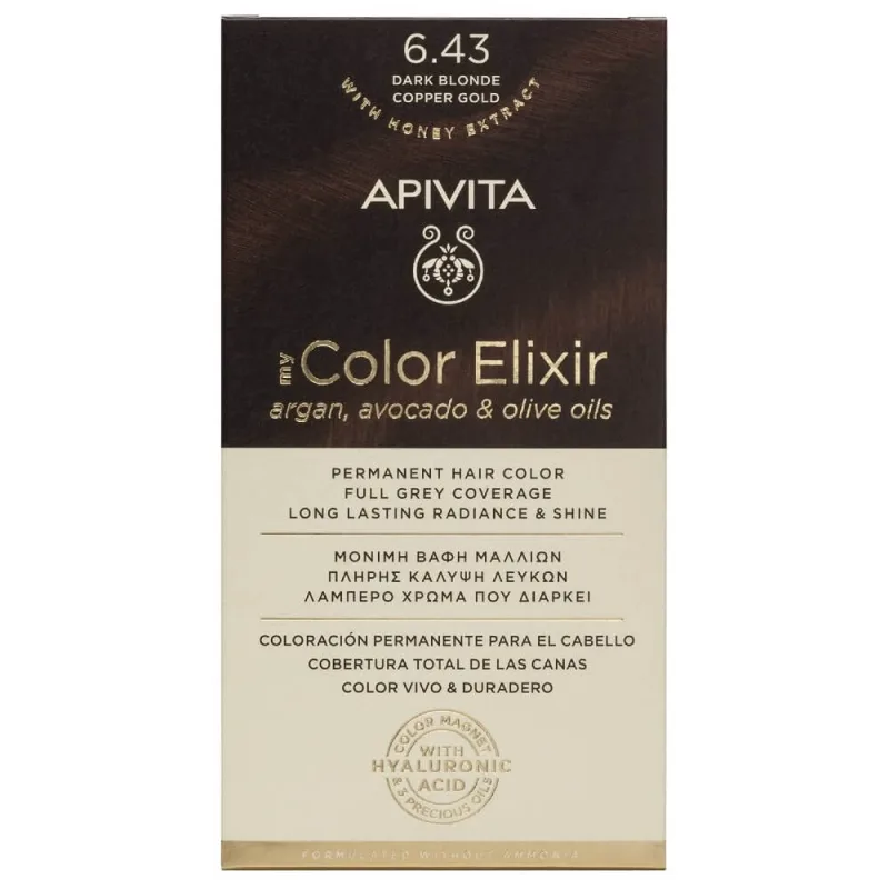 Apivita | My Color Elixir Permanent Hair Color No 6.43 Blonde Dark Bronze Honey | 50ml — preț și oferte
