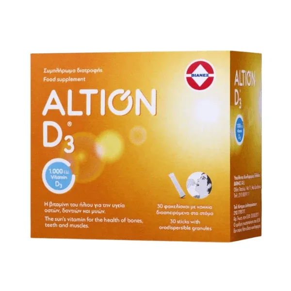 Altion | D3 1000iu Supliment de vitamina D3 pentru oase sănătoase și sistem imunitar | 30 pliculețe — preț și oferte