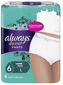 Always | Pantaloni discreți No 6 Plus Large | Lenjerie ultraabsorbantă | 8pcs — preț și oferte