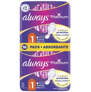 Always | Șervețele sanitare Platinum Ultra Normal cu aripioare No1 | 16 buc