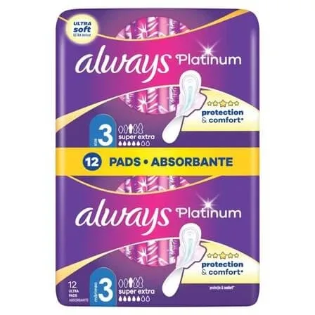 Always | Tampoane Platinum Ultra Night mărimea 3 cu aripi | 12 buc — preț și oferte