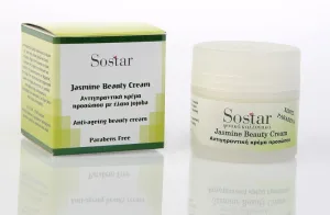 Sostar | Jasmine Beauty Cream | Cremă anti-îmbătrânire pentru față și gât cu Aloe Vera, Jojoba și ulei de grâu | 50 ml