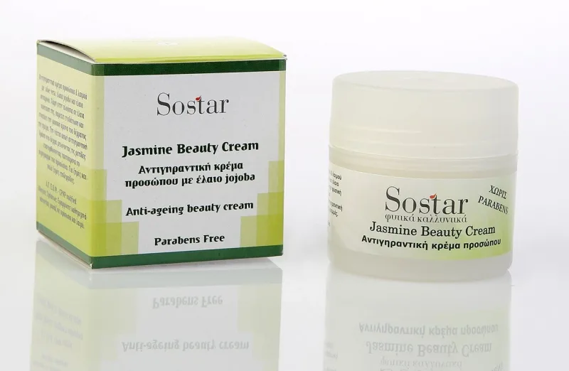 Sostar | Jasmine Beauty Cream | Cremă anti-îmbătrânire pentru față și gât cu Aloe Vera, Jojoba și ulei de grâu | 50 ml — preț și oferte