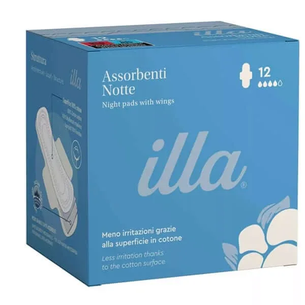 Illa Care | Șervețele sanitare de noapte din bumbac cu pene | 12pcs — preț și oferte
