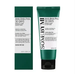 Some By Mi | AHA BHA PHA 30 Days Miracle Acne Clear Foam Spumă de curățare pentru pielea grasă | 100ml