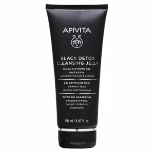 Apivita | Gel negru de curățare pentru față și îngrijirea feței Gel de curățare a ochilor pentru față și ochi cu cărbune activat &amp; Propolis | 150ml | 150ml