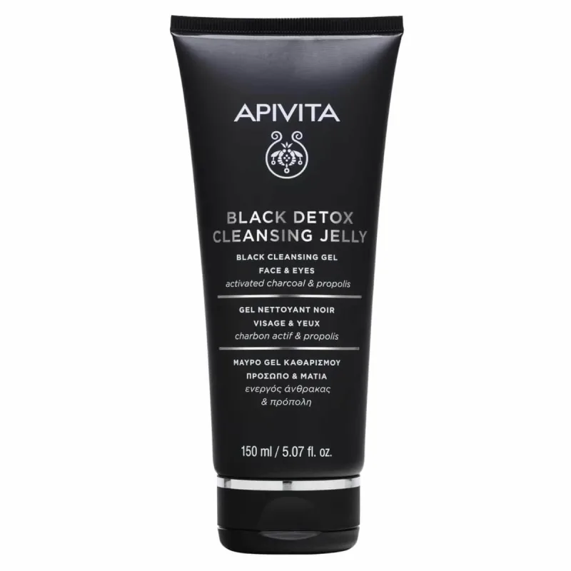 Apivita | Gel negru de curățare pentru față și îngrijirea feței Gel de curățare a ochilor pentru față și ochi cu cărbune activat &amp; Propolis | 150ml | 150ml — preț și oferte