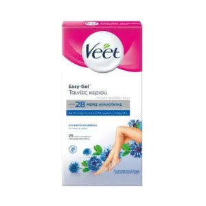 VEET Easy-Gel Wax Strips pentru corp și picioare pentru piele sensibilă 20 buc.