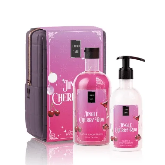 LAVISH CARE XMAS Promo Jingle Cherry Rum Body Wash, 500ml, Glitter Body Milk, 300ml & Gift Box, 1pcs, 1 set — preț și oferte