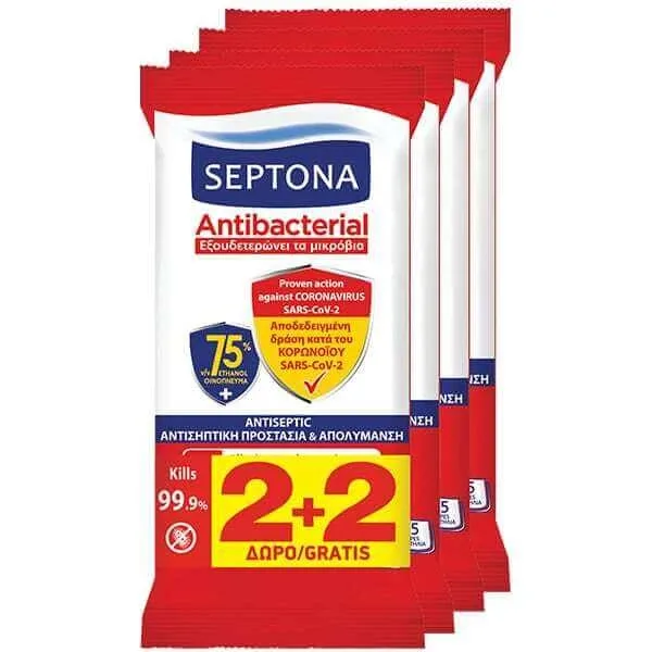 SEPTONA Șervețele de mâini antibacteriene 2 + 2 GRATUITE 60 buc. — preț și oferte