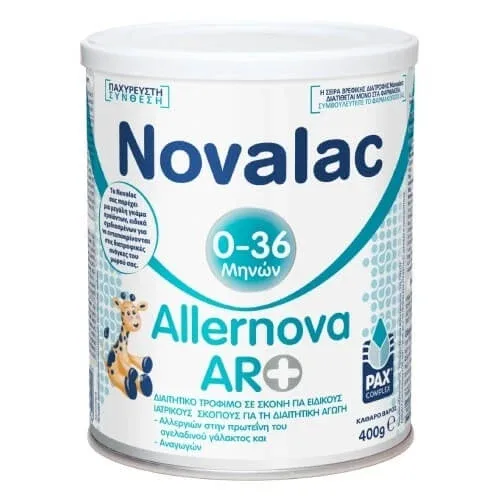 NOVALAC Allernova AR+ Hrană dietetică în pulbere pentru alergia la proteina laptelui de vacă 0-36 luni 400gr — preț și oferte