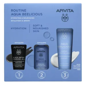 APIVITA Set Aqua Beelicious cu Aqua Beelicious Hydrating Gel-Cream Cremă hidratantă bogată 40ml + cadou Aqua Beelicious Hydrating Toner 50ml + Black Dettox Cleansing Gel 15ml