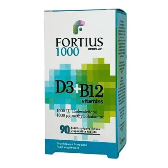 GEOPLAN Fortius D3 1000IU + B12 1000 mg, 90 comprimate dispersabile — preț și oferte