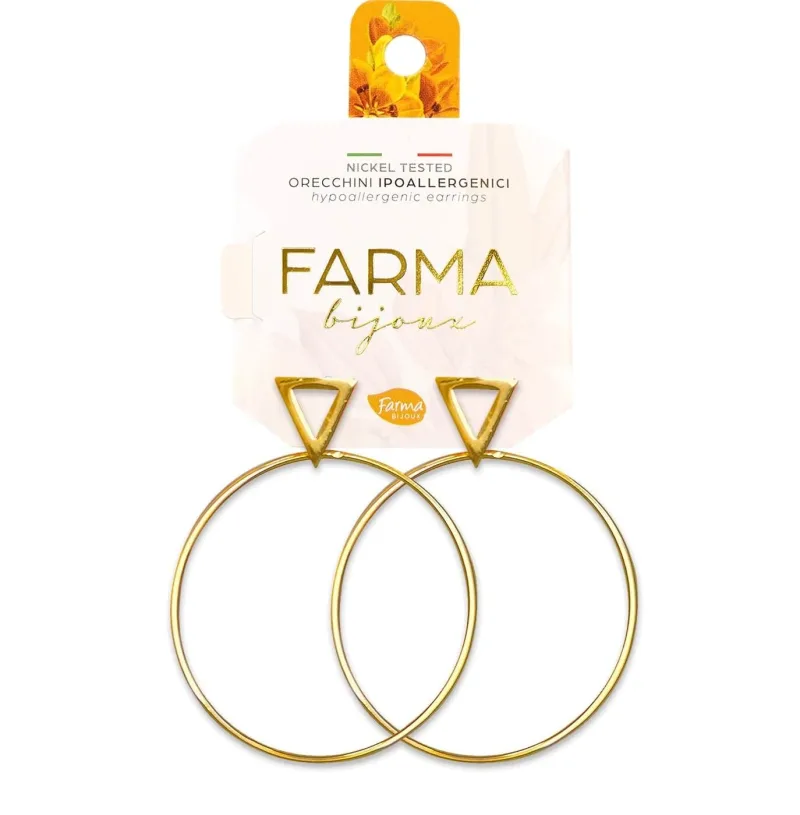 FARMA BIJOUX Hipoalergenic Triunghi placat cu aur Cercei 40mm (CG602-40M) — preț și oferte