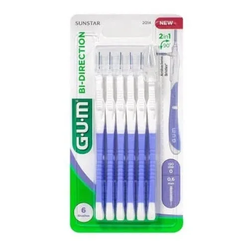 GUM 2014 Perii bi-direcționale cu mâner Lila 0,6mm 6 buc. — preț și oferte