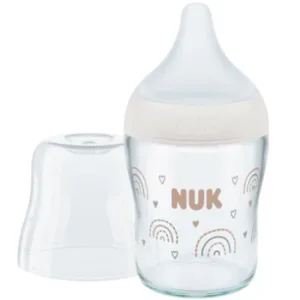 NUK Perfect Match Sticlă Anti-Colic cu tetină din silicon și indicator de temperatură pentru 0+ luni 120ml - Rainbow