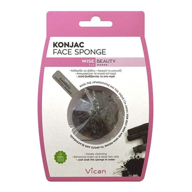 VICAN Wise Beauty Konjac Sponge Burete de față cu pudră de cărbune de bambus — preț și oferte