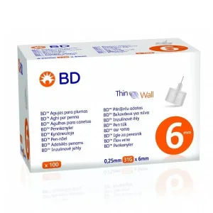 Ace de insulină sterile cu perete subțire BD pentru stilouri 31G x 6mm 100 buc.