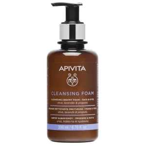 APIVITA Spumă cremoasă de curățare pentru față și ochi cu măsline și lavandă 200ml