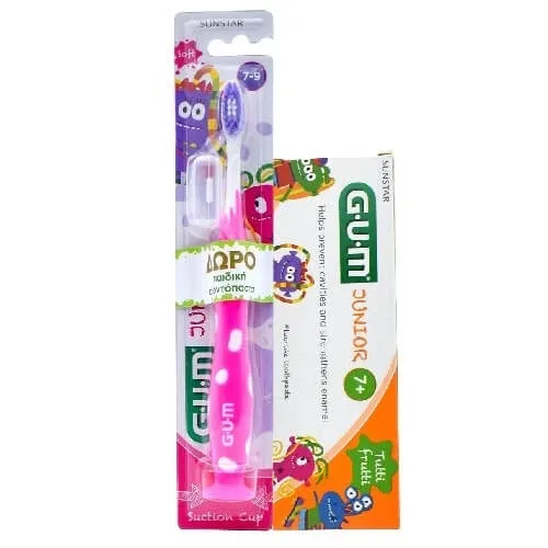 Periuță de dinți moale GUM Junior 7-9 + pastă de dinți Junior Tutti Frutti 7+ 50ml — preț și oferte