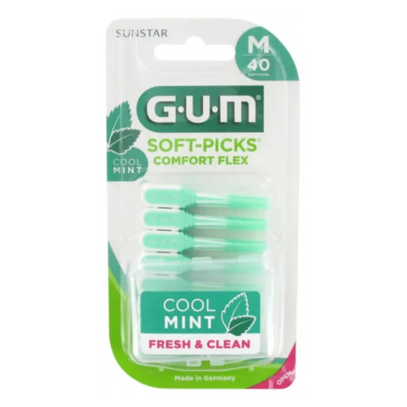 GUM Soft-Picks Comfort Flex Cool Mint Periuțe pentru dinți medii cu mâner 40 buc Mediu — preț și oferte