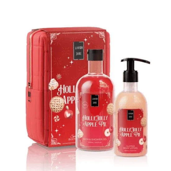 LAVISH CARE XMAS Promo Holly Jolly Apple Pie Body Wash, 500ml, Glitter Body Emulsion, 300ml & Gift Box, 1pcs, 1 set — preț și oferte