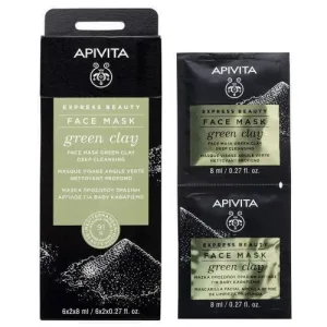 APIVITA Express Beauty Mască de față cu argilă verde, 2x8ml