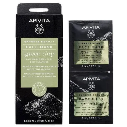 APIVITA Express Beauty Mască de față cu argilă verde, 2x8ml — preț și oferte
