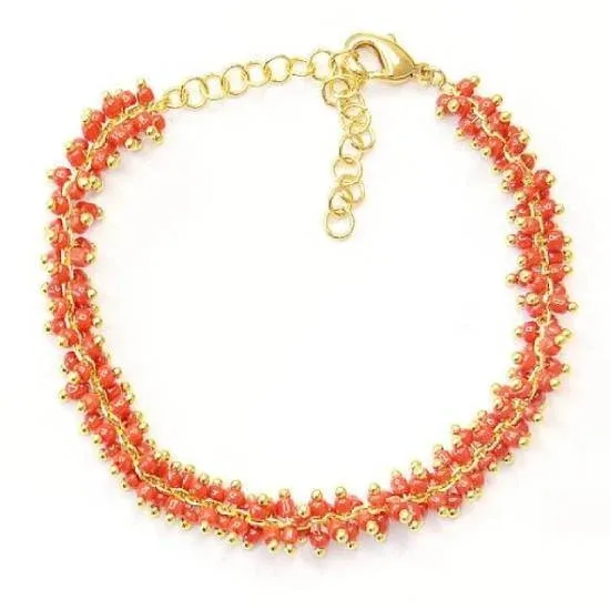 FARMA BIJOUX Brățară cu corali roșii 17/22cm — preț și oferte