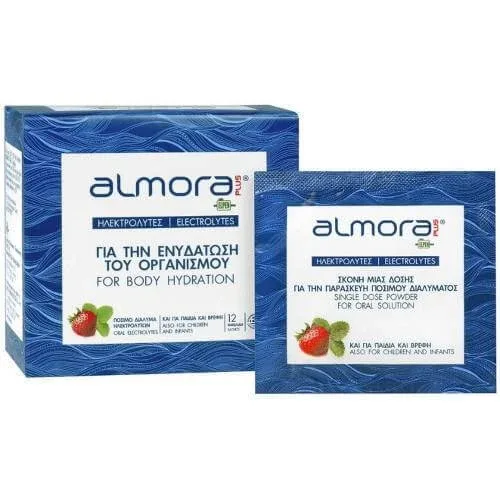 ALMORA PLUS Electroliți Supliment nutritiv cu aromă de căpșuni pentru hidratarea organismului 12 pliculețe — preț și oferte