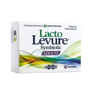 UNI-PHARMA LactoLevure Symbiotic Symbiotic Supliment alimentar pentru adulți cu 3 bacterii probiotice 20 pliculețe