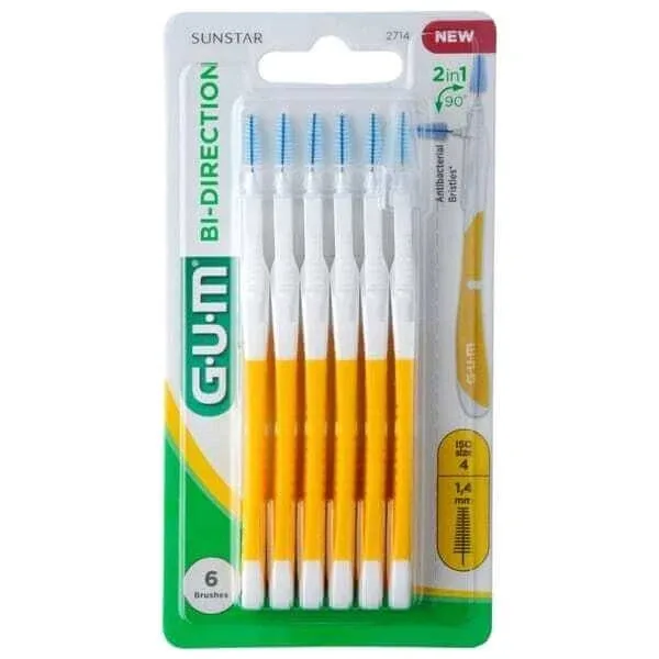 GUM 2714 Perii intermediare bidirecționale galbene cu mâner 1.4mm 6 buc. — preț și oferte
