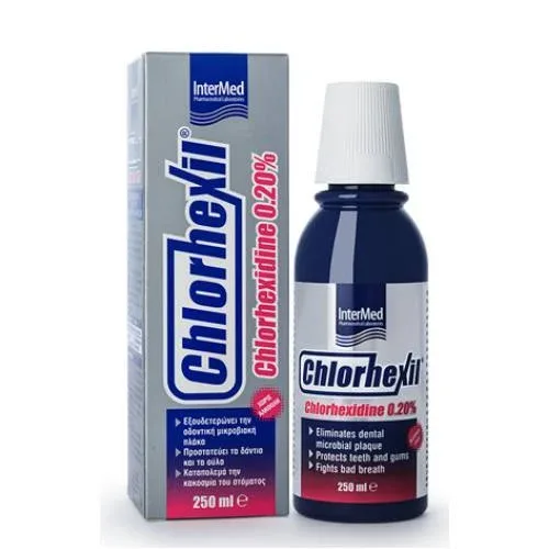 INTERMED Chlorhexil 0.20% Clorhexidină Apă de gură pentru placă microbiană gingivală și iritații orale 250ml — preț și oferte