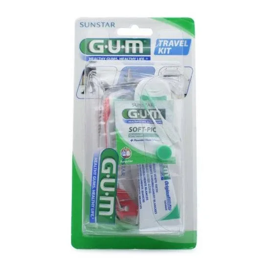 GUM Travel Kit Brush (156) Kit de călătorie cu periuță de dinți + pastă de dinți 12.5ml + ață dentară 10m — preț și oferte