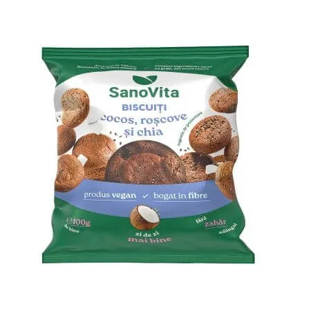 Biscuiti cu Cocos, Roscove si Chia, 100 g, Sanovita — preț și oferte