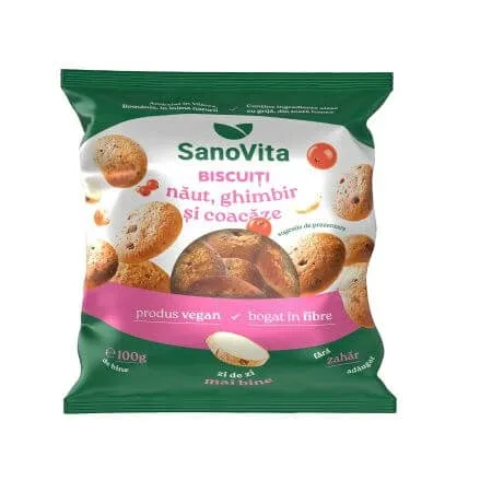 Biscuiti cu Naut, Ghimbir si Coacaze, 100 g, Sanovita — preț și oferte