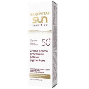 Crema de fata anti pete pigmentare cu SPF 50+ Sun Sensitive, 50 ml, Gerovital